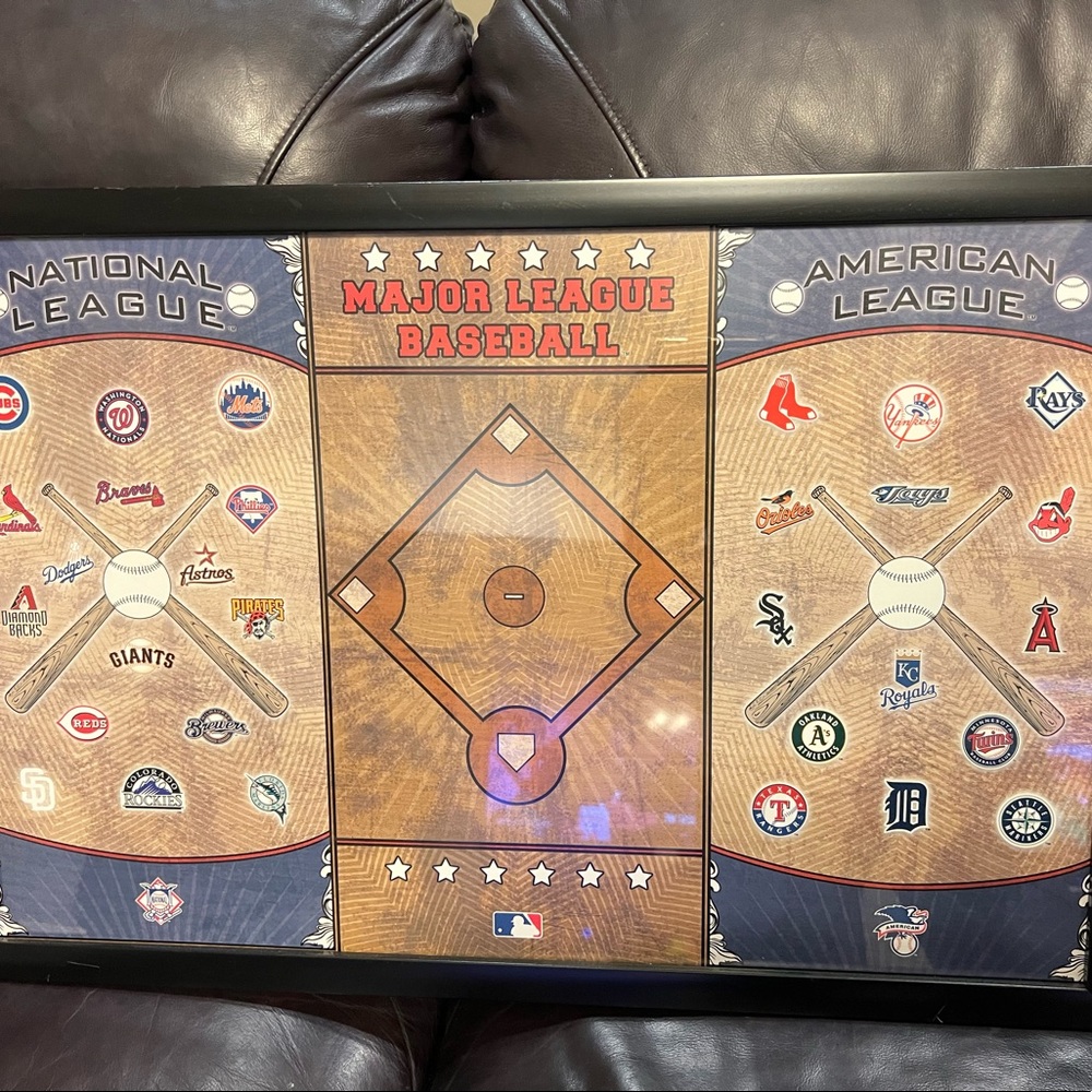 MLB American and national league framed
